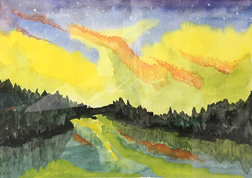 Northern Lights by Anne Loveday – Watercolour